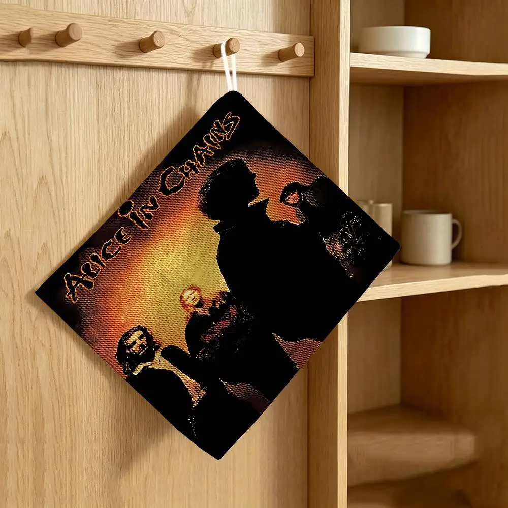 A-Alice in Chains Band  Polyester Cotton Hanging Kitchen Towel, Soft Hand Wiping Towel, Reusable for Kitchen Bathroom Home