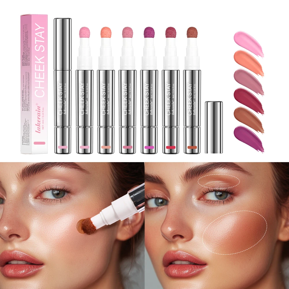 Pink Cheek Blusher Stick Expansive Color Natural Long Lasting Matte Makeup Monochrome Creamy Rouge Sponge Applicator Blush Stick