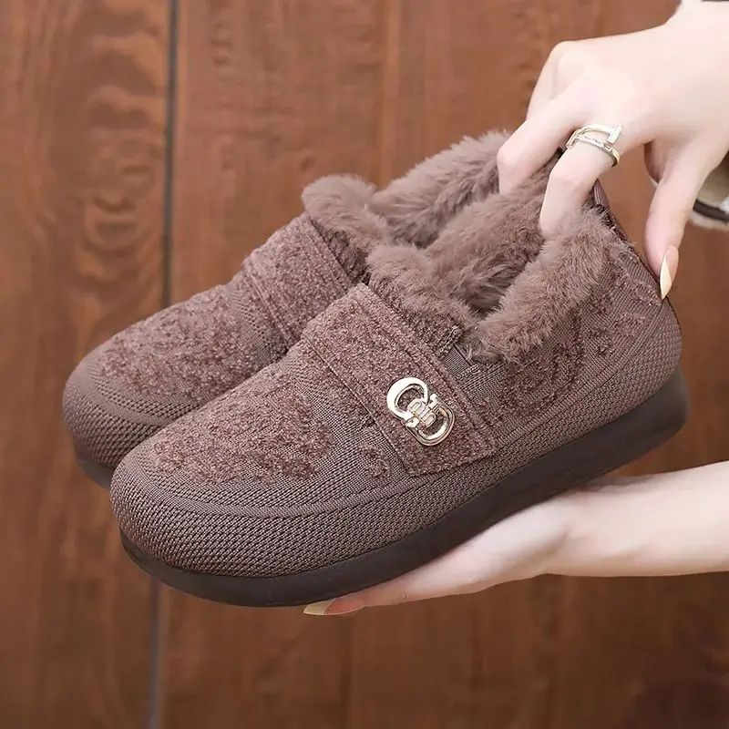 

2025 зимняя женская хлопковая обувь без шнуровки, теплая и удобная, противоскользящая и прочная подошва, бесплатная доставка, женская обувь