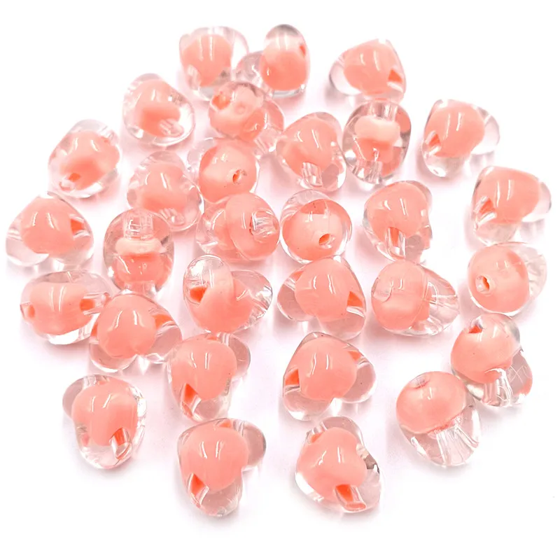 10pcs 15*13mm Transparent Cored Heart Loose Beads DIY for Jewelry Necklace Bracelet Marking Accessories