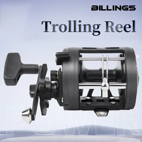 BILLINGS Trolling Drum Fishing Reels 33LB Max Drag 3.8:1 Gear Ratio High Toughness Body Freshwater & Saltwater Universal Bait Caster Fishing Reel