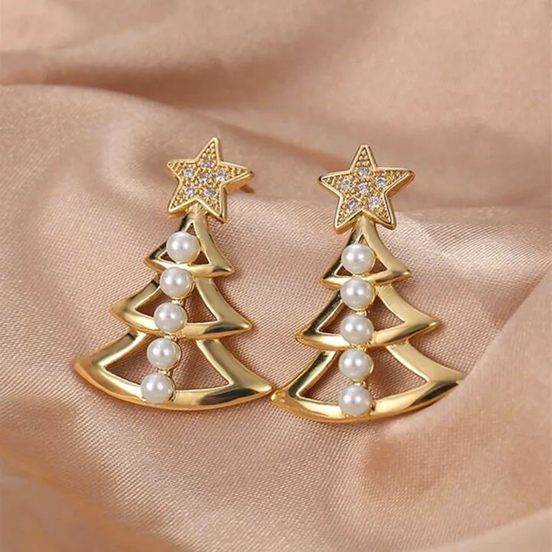 2024 New Christmas Light Luxury Style Earrings for Women, High-end Niche Design,   Temperament, Jewelry