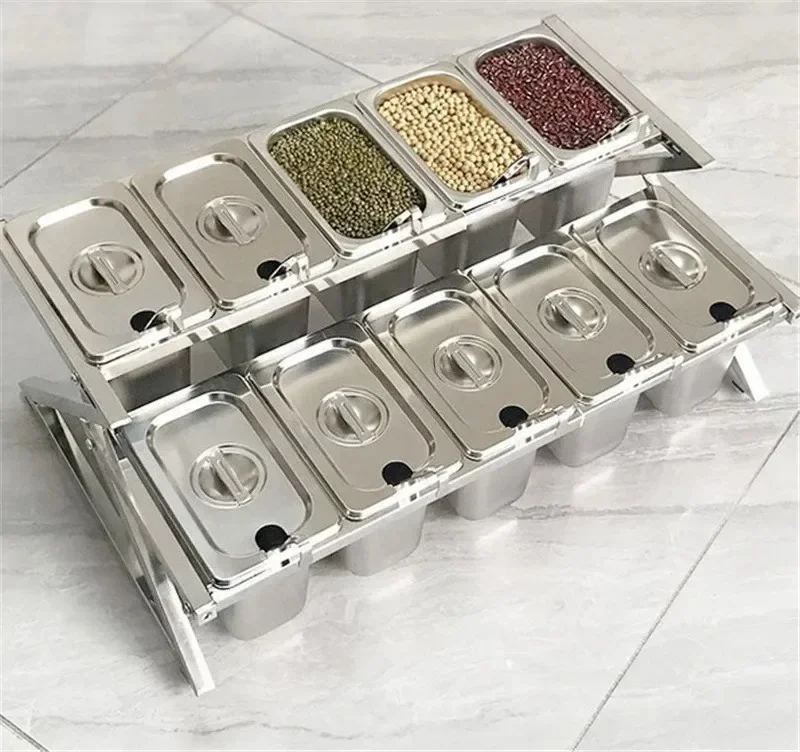 

Milk Tea Shop Stainless Steel Storage Tray – Jam Box, Serving Tray, Salad Bowl & Buffet Chafing Pan with Rack