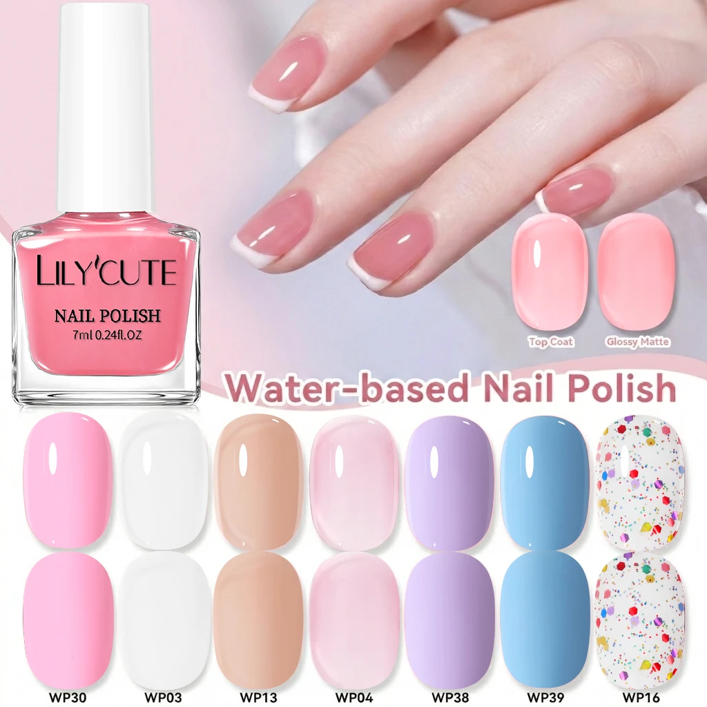 LILYCUTE 7ml Spring Color Water Based Nail Polish Long Lasting Quick Drying No Need Lamp to Cure Nail Supplies For Nail Manicure