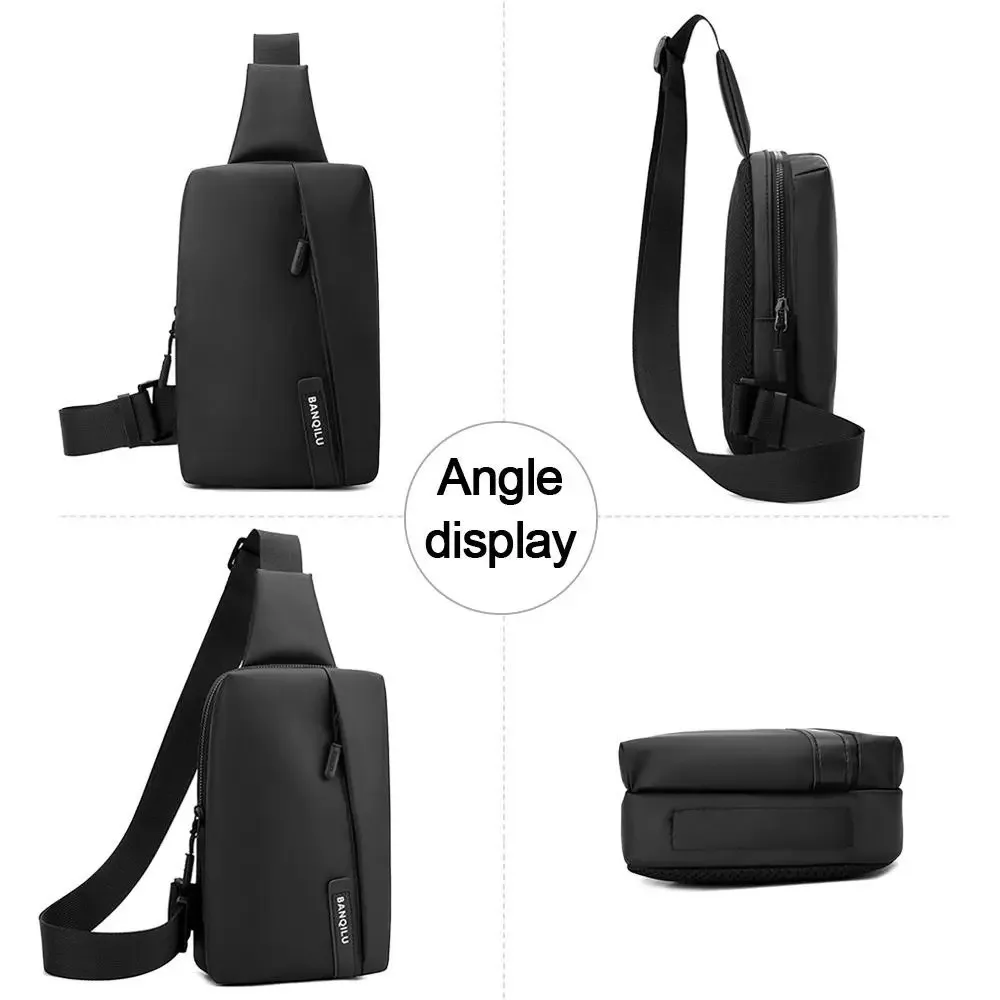 حقيبة صدر للرجال مضادة للرذاذ بلون سادة وسعة كبيرة وحقيبة كتف أكسفورد بحزام قابل للتعديل ومتعددة الوظائف #4