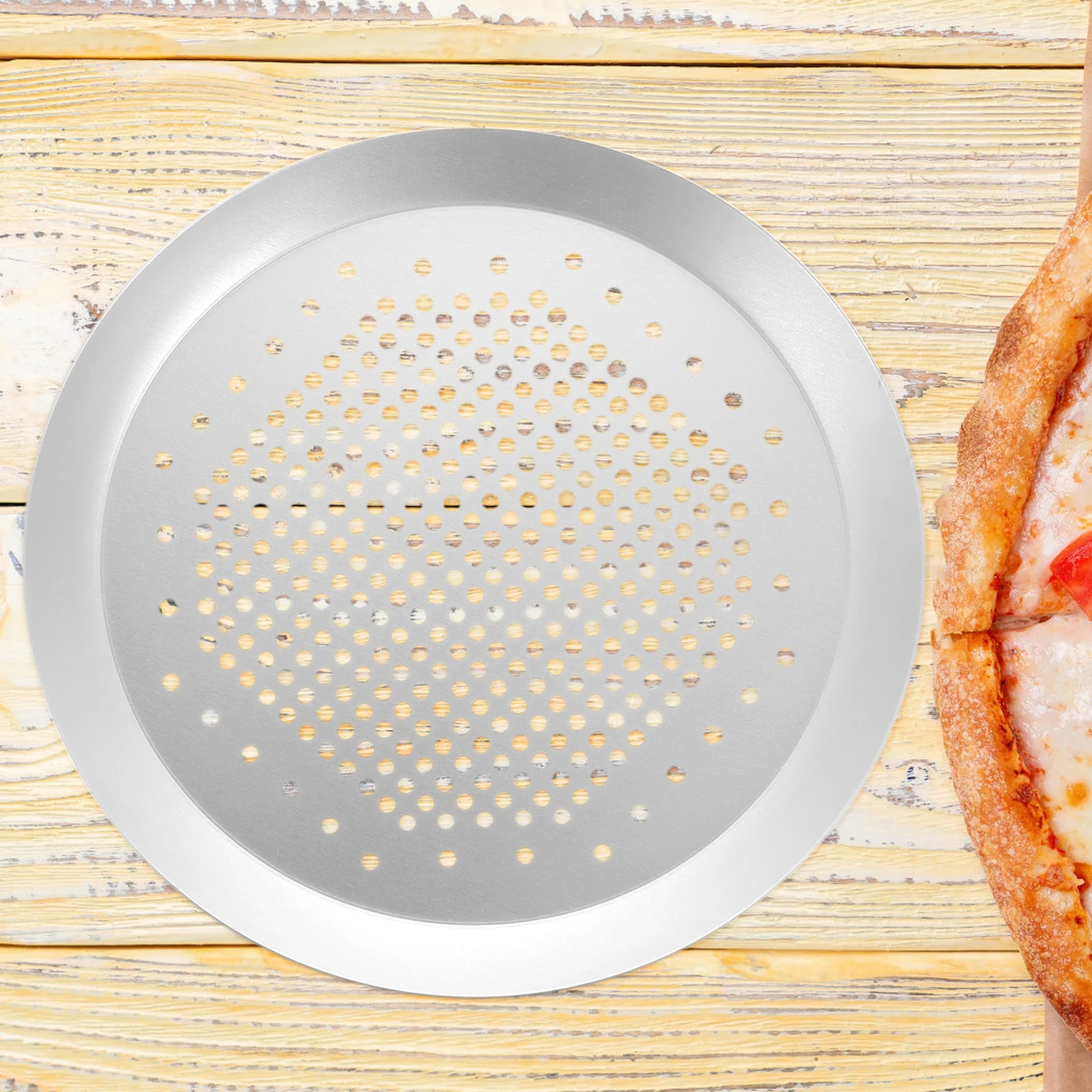 

2 pcs Round Pizza Pan Metal Baking Tray For Even Baking Perforated Aluminum Mesh Kitchen Bakeware Set Oven Cookie Sheet