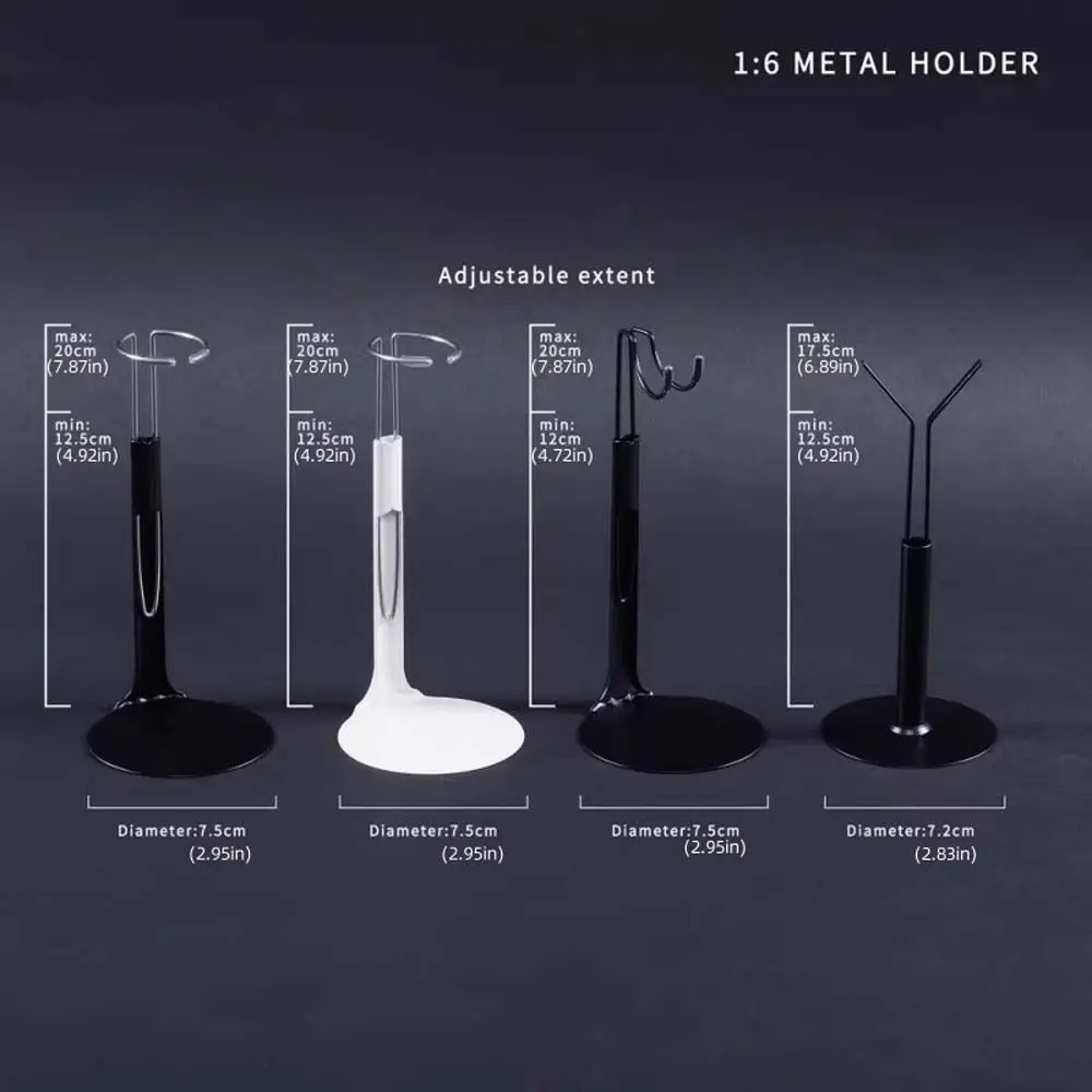 12-Zoll-Puppenständer in U-Form, verstellbarer Metallhalter, Puppenhalterung, Unterstützung im Maßstab 1:6, schwarz-weiße Figurenmodelle, Ständer zum Selbermachen