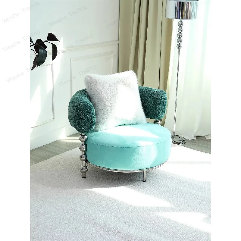 

Simple, light luxury, removable and washable, round fabric, lazy lounge chair, living room, balcony, single sofa, designer model
