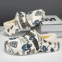 2025 Winter New Stylish Men Slippers Warm Home Slippers Non-Slip Male Cotton Shoes Waterproof Soft EVA Fashion Slippers Big Size
