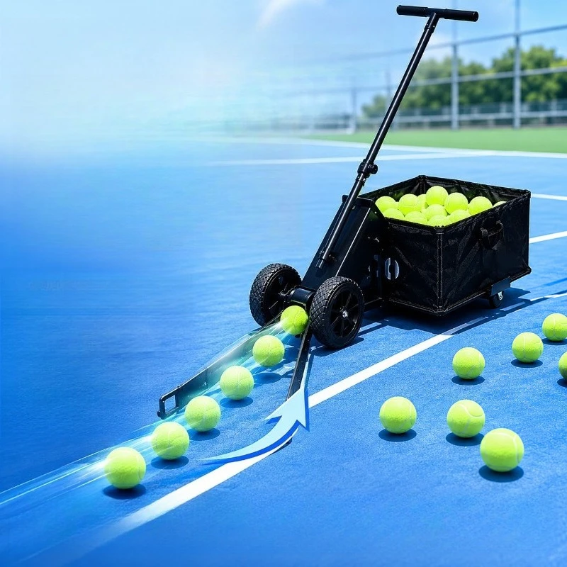 Foldable Tennis Pickup Cart Large Capacity Tennis Collection Cart Wear Resistant Balls Picking Carts Portable Sports Accessories