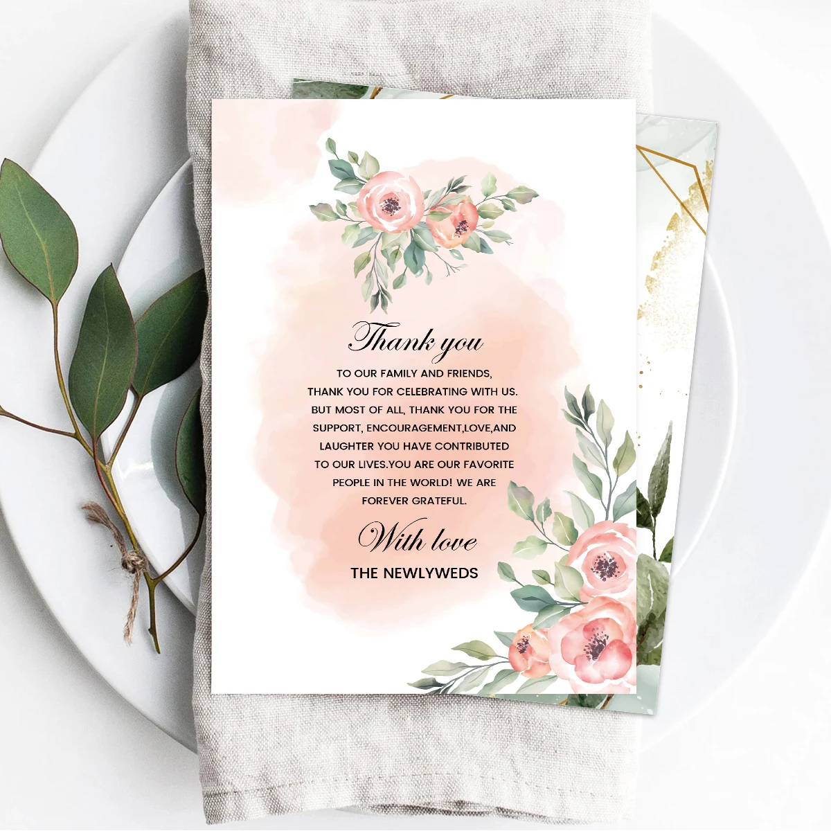 50pcs Wedding Table Thank You Cards Table Place Setting Card for Weddings,Receptions, Events and Celebrations Decoration Cards