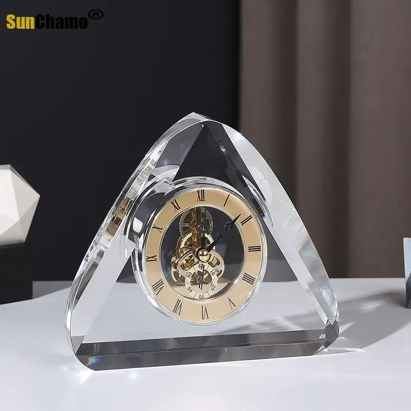 Light Luxury Crystal Sitting Clock Clock Tabletop Decoration Living Room Entrance Bookcase TV Cabinet Model Room Furnishing Home