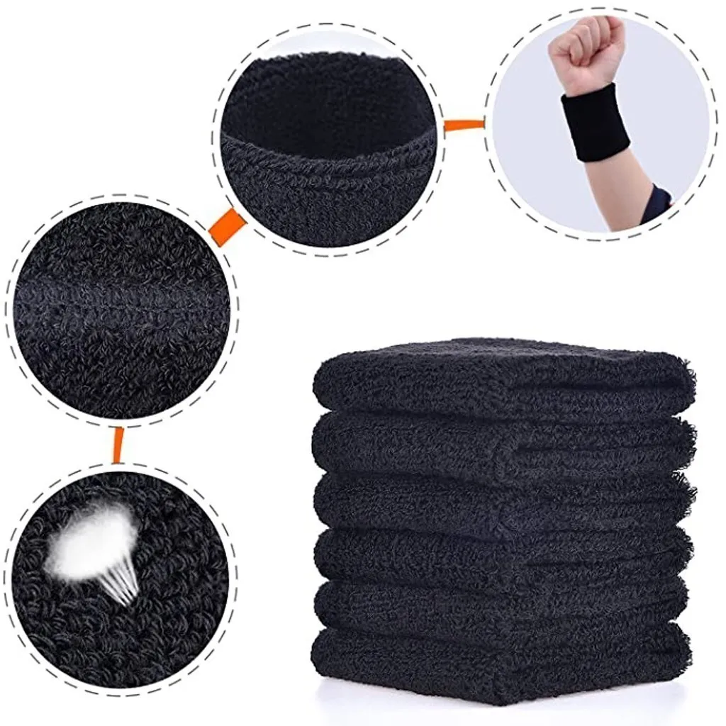 WOSWEIR 1 Pair Cotton Elastic Wristband Support Basketball Wrist Brace Wraps for Men Women Gym Fitness Weightlifting Tennis