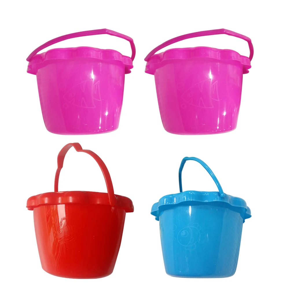 4 個のプラスチックバケツ屋外おもちゃ水子供夏 Pp 遊具子供バケツ