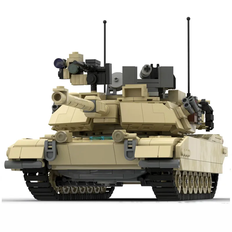 Modèle de char militaire M1A2 Abrams MBT MOC, 1523 pièces, blocs de construction modulaires personnalisables, conception créative, jouet pour garçons, cadeau de noël
