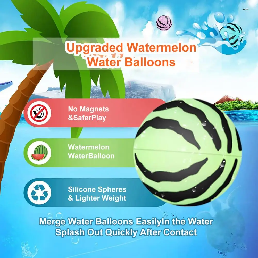 1Pcs/6Pcs Interesting Beach Ball Multi-use Watermelon Water Balloon Reused Splash Balls Water Bombs Water Balloons  Gift