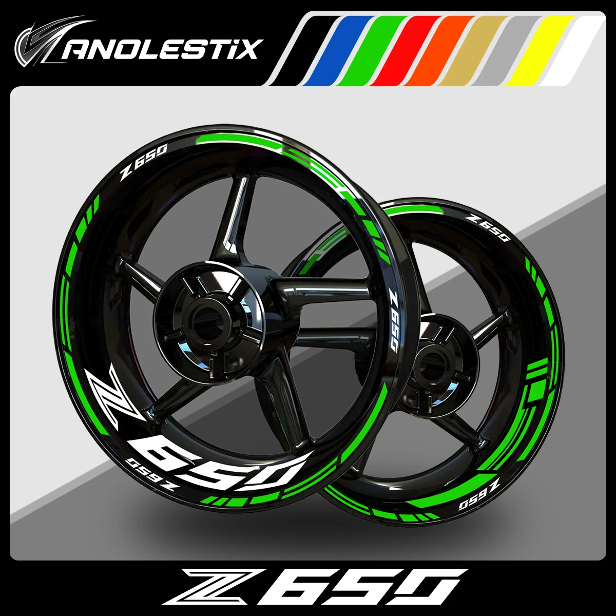 AnoleStix Reflective Motorcycle Wheel Sticker Hub Decal Rim Stripe Tape For Z650