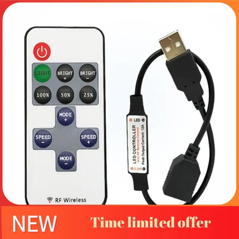 

A42T-11 Keys LED Strip Controller Mini Dimmer RF Remote 5V USB Interface Controller For 5050/2835 Single Color LED Strip
