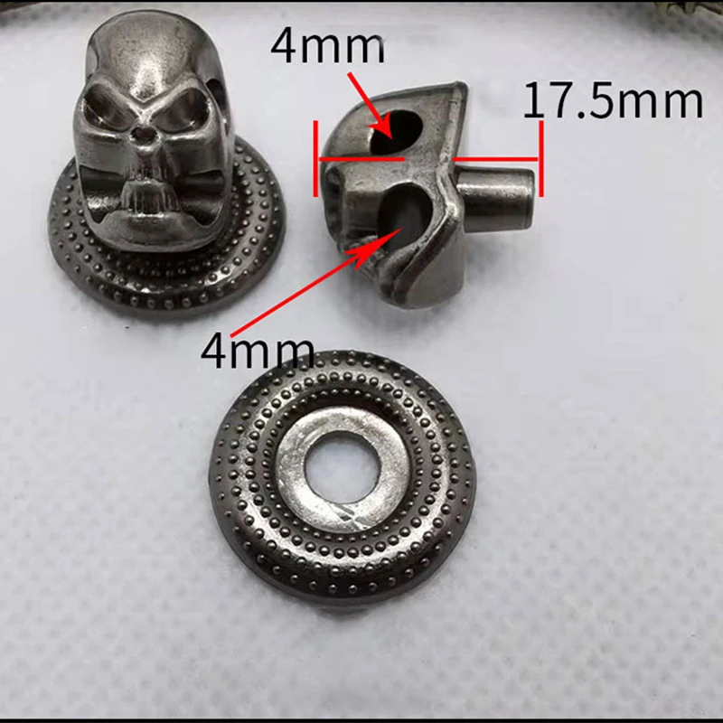 19*12CM 5pcs Antique Silver Skull Studs Leather Handcraft Decor Saddle Conchos Leathercraft Decorative Metal Stud Screw Back