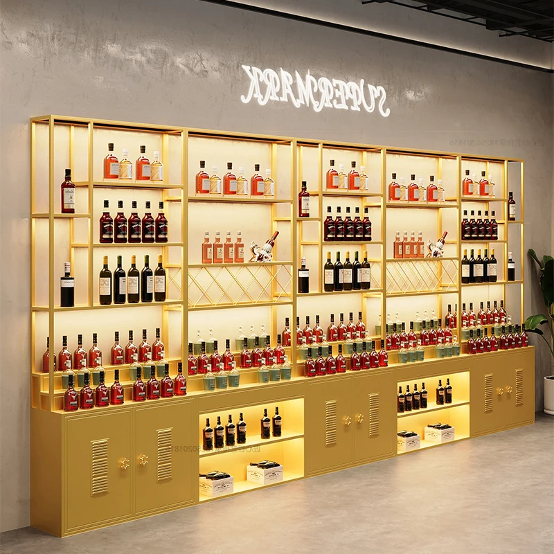 Mobile Shelves Bar Cabinet Living Room Kitchen Storage Restaurant Display Luxury Wine Cabinet Modern Estante Trendy Furniture