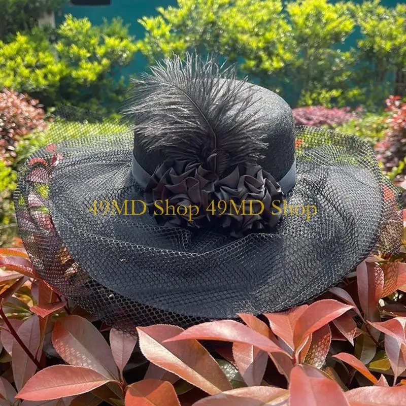 49MD Derby Hat With Veil Church Fascinator Hat For Women With Net Church Hat Wedding Hat Tea Party Hat Bridal Shower Hat