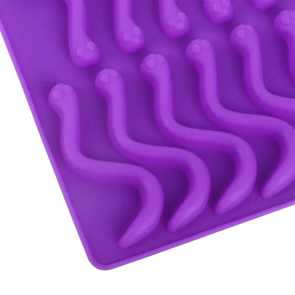 Creative 20 Compartments Silicone Gummy Worm Mold With Dropper Cake Decorating Mold Chocolate Candy Mold DIY Candy