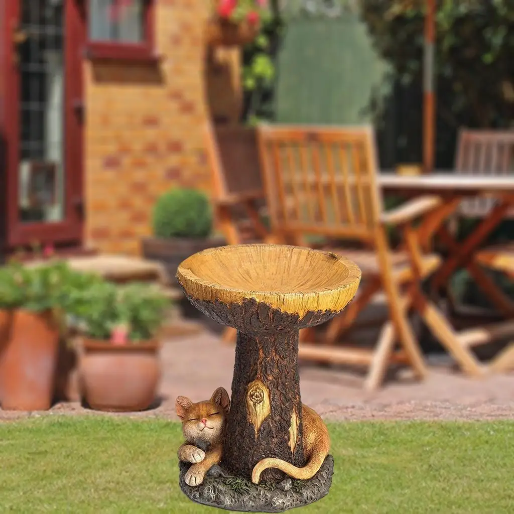 Resin Outdoor Bird Bath Decorative Yard Garden Decoration Cat Statue Sculpture Birdbath Tray Figurine Resin Outdoor Bird Bath Decorative Yard Garden Decoration Cat Statue Sculpture Birdbath Tray Figurine