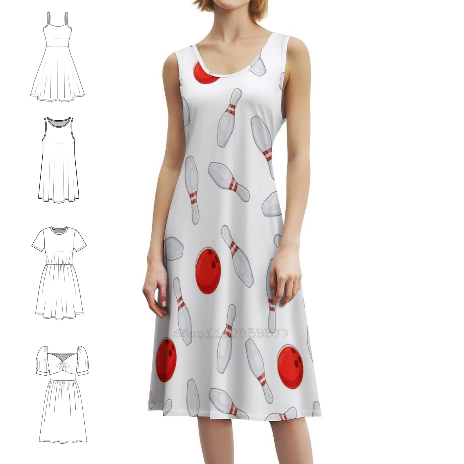 

Женское уличное праздничное платье с узором и значками для боулинга, модная клубная одежда с принтом для женщин, модный боулинг для боулинга