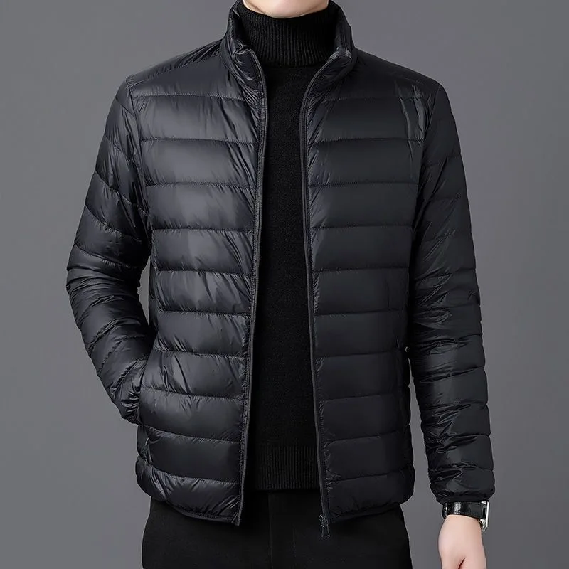 

Lightweight Cotton Jaet for Men Warmth Slim Fit Youth Casual Zipper Closure Hooded Pure Color Large Size Stand Collar