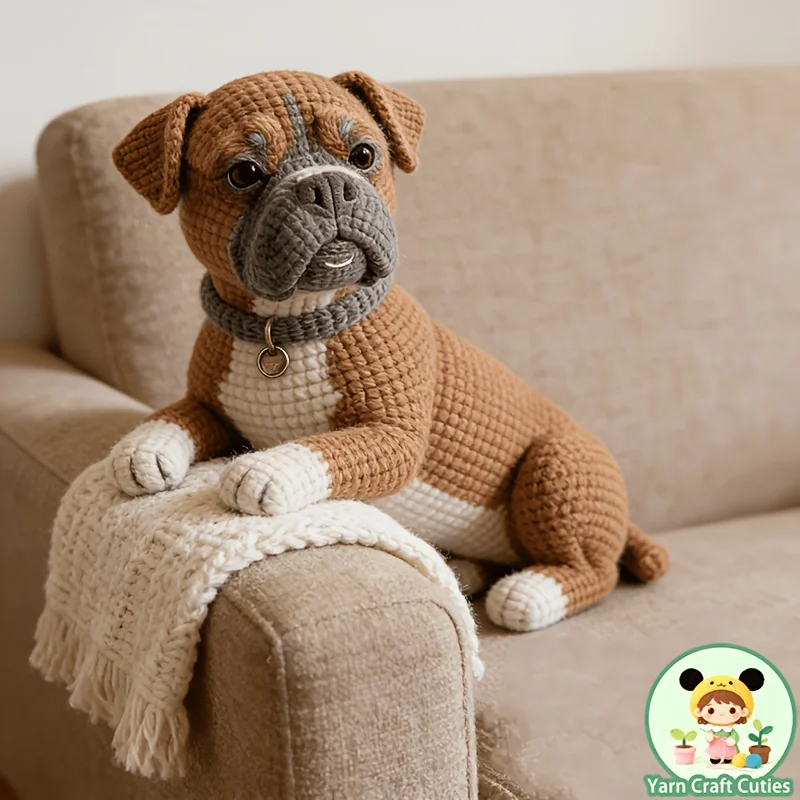 1pc - Brown Boxer Dog Crochet Kit for Beginners - Amigurumi for Adults - Complete Crochet Set for Starters - Includes Everything Needed for Crocheting - Comes with a Printed Basic Tutorial in English - Includes a Beautiful Gift Bag - Birthday Gift