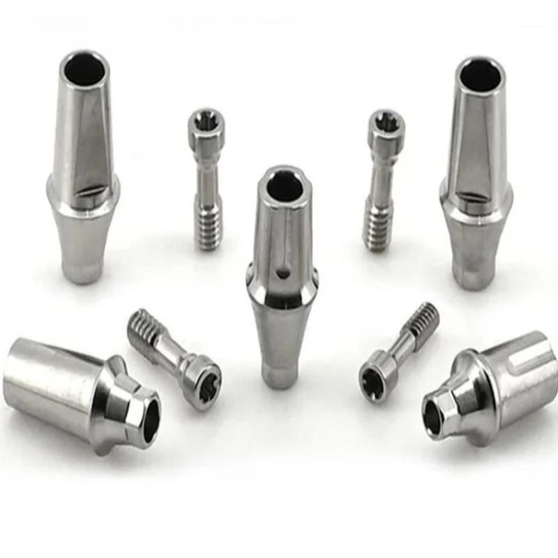 2/4PCS Dental Implant Straight Abutment NP RP Compatible Titanium Alloy Abutment Screw Dental Lab