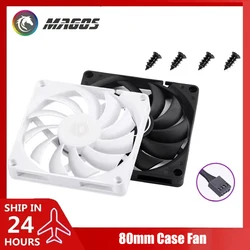 Computer CPU Cooler Fan 8010 80mm Ultr-Slim Thinck 10mm PWM Temperature Control 8cm PC Gabinet Cooling,Black/White Dropship