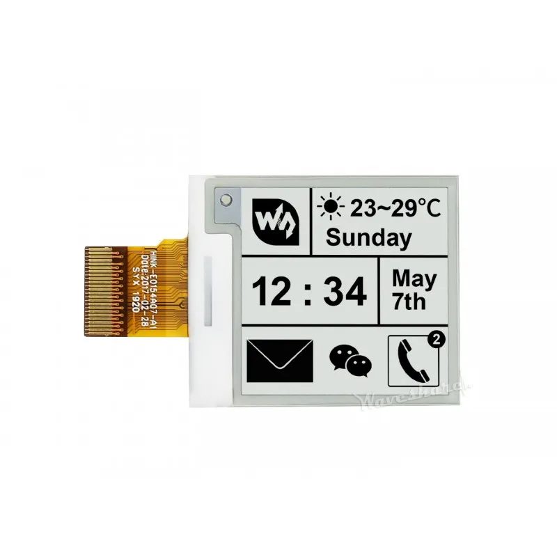 1.54inch E-Ink Raw Display, 200x200,SPI Interface for Raspberry Pi/Jetson Nano/Arduino/STM32 , Without PCB