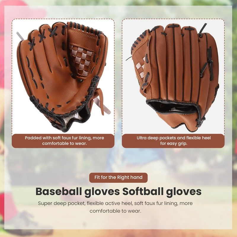 Top!-Sports 2 Colors Baseball Glove Softball Right Hand For Adult Train