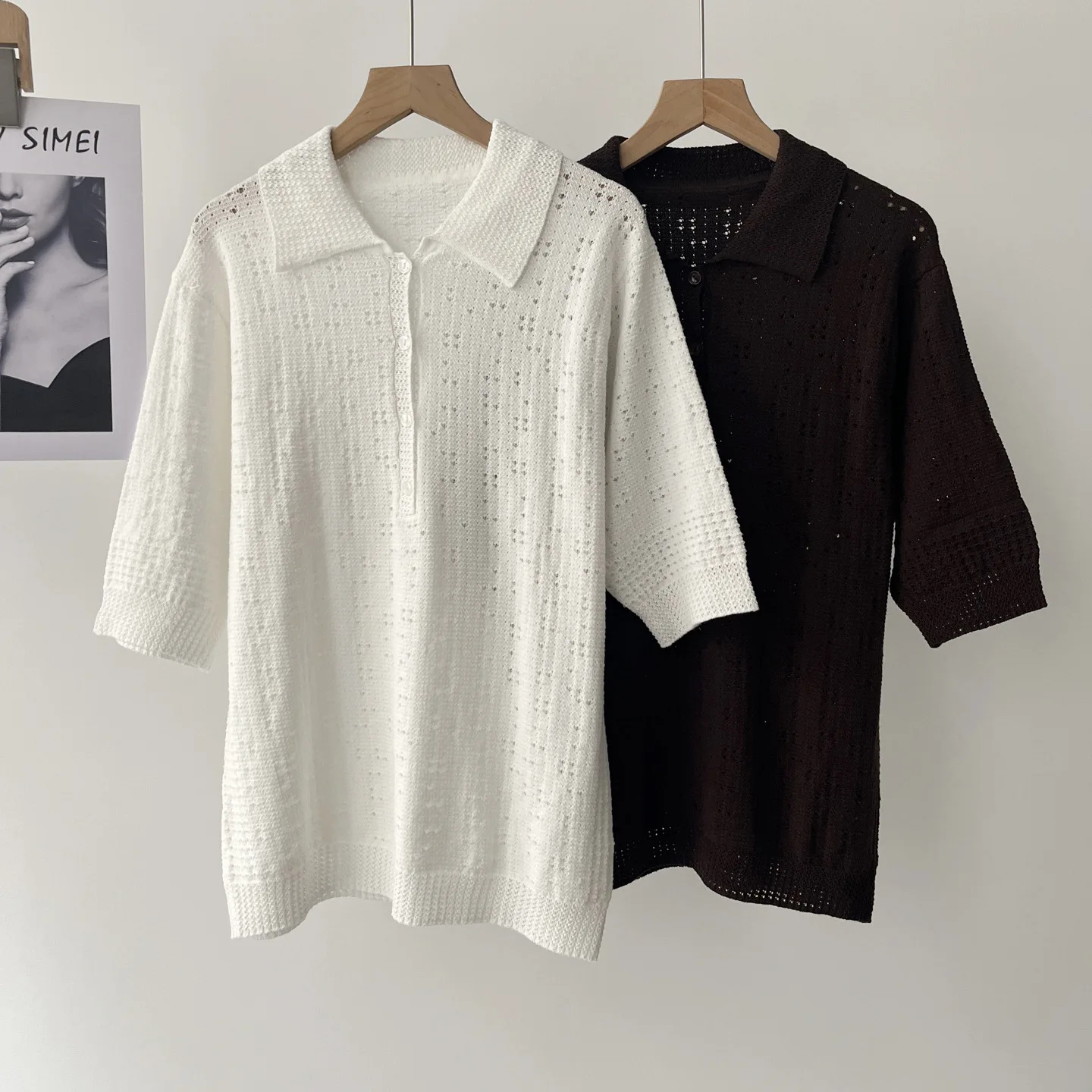 

Женская трикотажная рубашка-поло с короткими рукавами в стиле французского ретро и стиля old money, весна 16a-2604