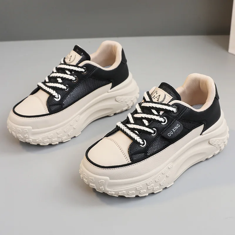 2024 New Women’s Thickness Vulcanized Shoes Summer Mesh Breathable Sneakers Student Small White Shoes Versatile Zapatillas Mujer