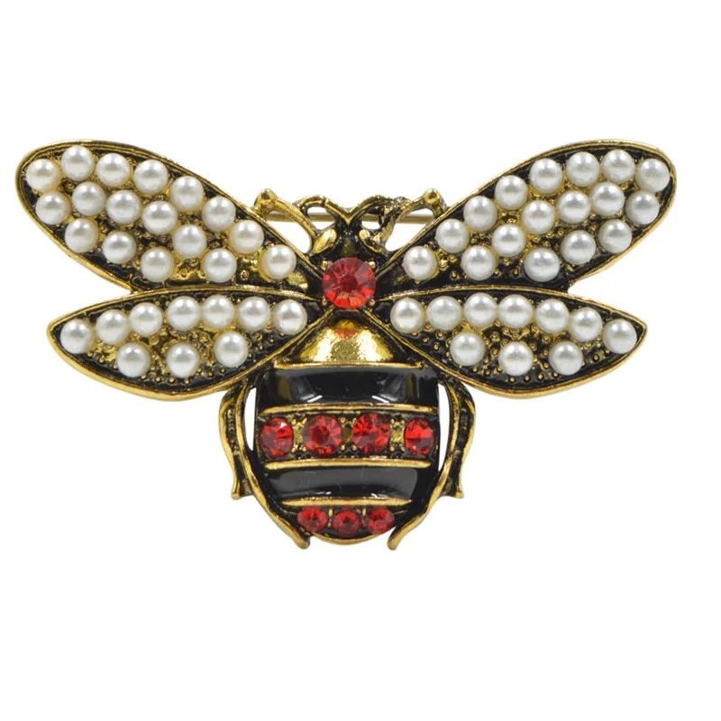 CINDY XIANG 2 Colors Choose Rhinestone and Pearl Bee Brooches for Women Vintage Jewelry Fashion Insect Pin High Quality