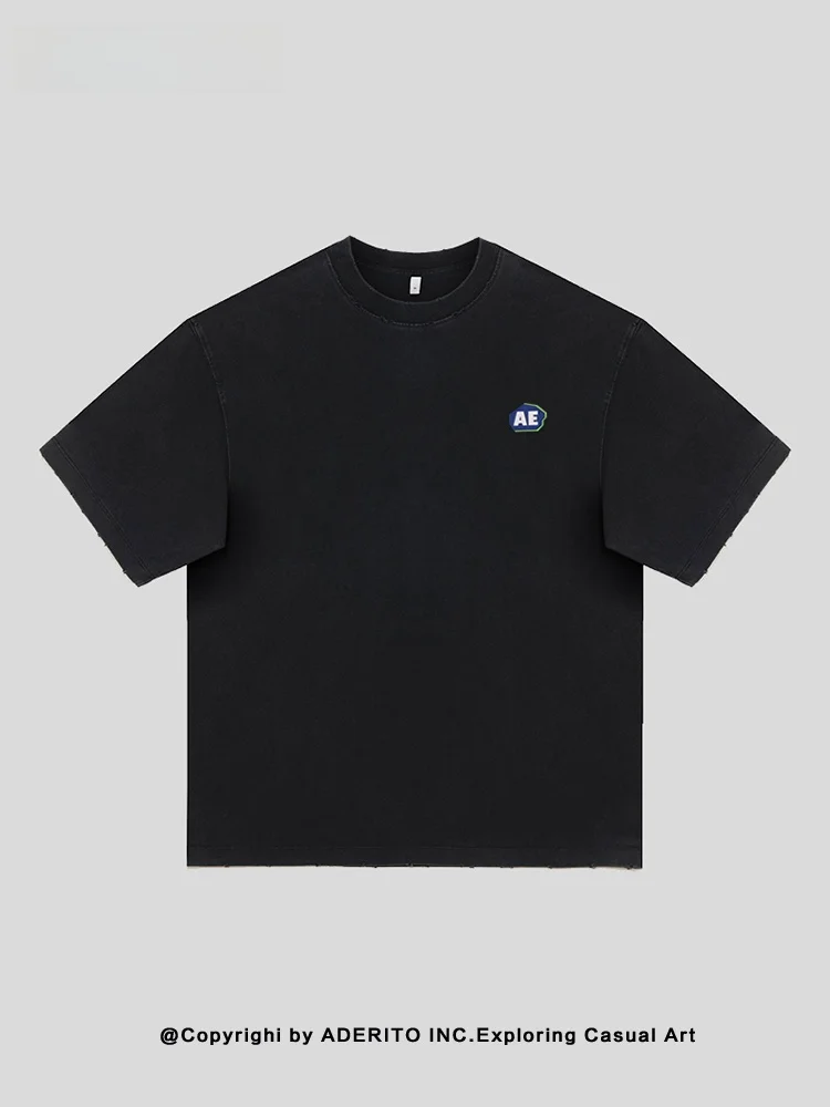 

ITOTrendyAELetterLogoortSveT-irtexLooseRoundNeSimpleMatchBlaSimpleDesignSummerCottonCasualTop