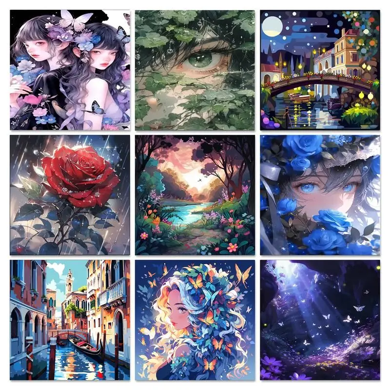 SDOYUNO DIY Frame Paint By Number Anime For Adults Handpainted Picture By Numbers Landscape Acrylic Paint On Canvas Home Decor