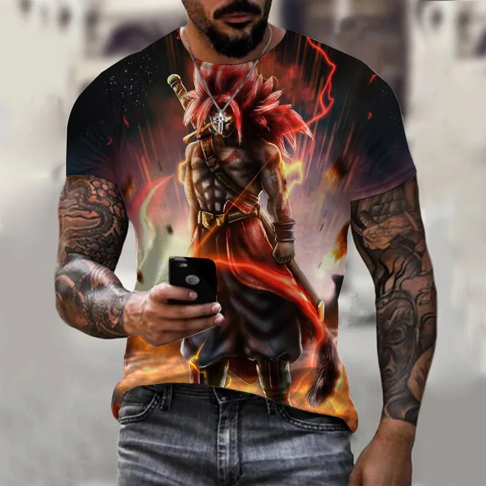 

Men's clothing casual graphic T-shirt 3D digital printing anime pattern short sleeved loose round neck breathable top for men