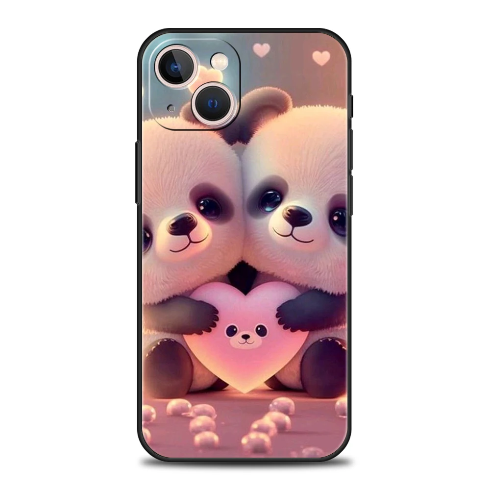 Custodia per telefono Panda adorabile del fumetto per iPhone 16 15 14 13 12 Pro Max 11 Pro Max 7 8 Plus XS XR Soft Shell antiurto Capas