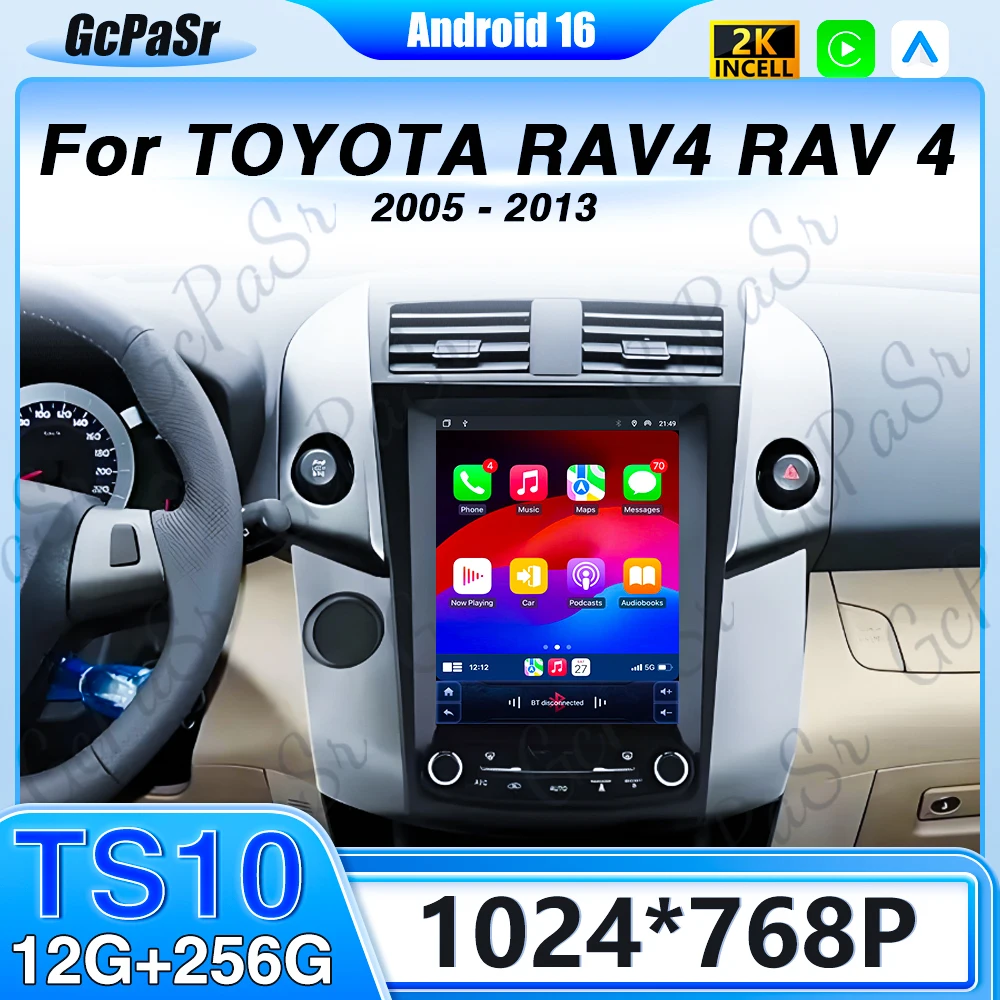 Android 16 para TOYOTA RAV4 RAV 4 2005-2013 estilo Tesla navegación GPS para coche Radio estéreo reproductor Multimedia No 5GWifi