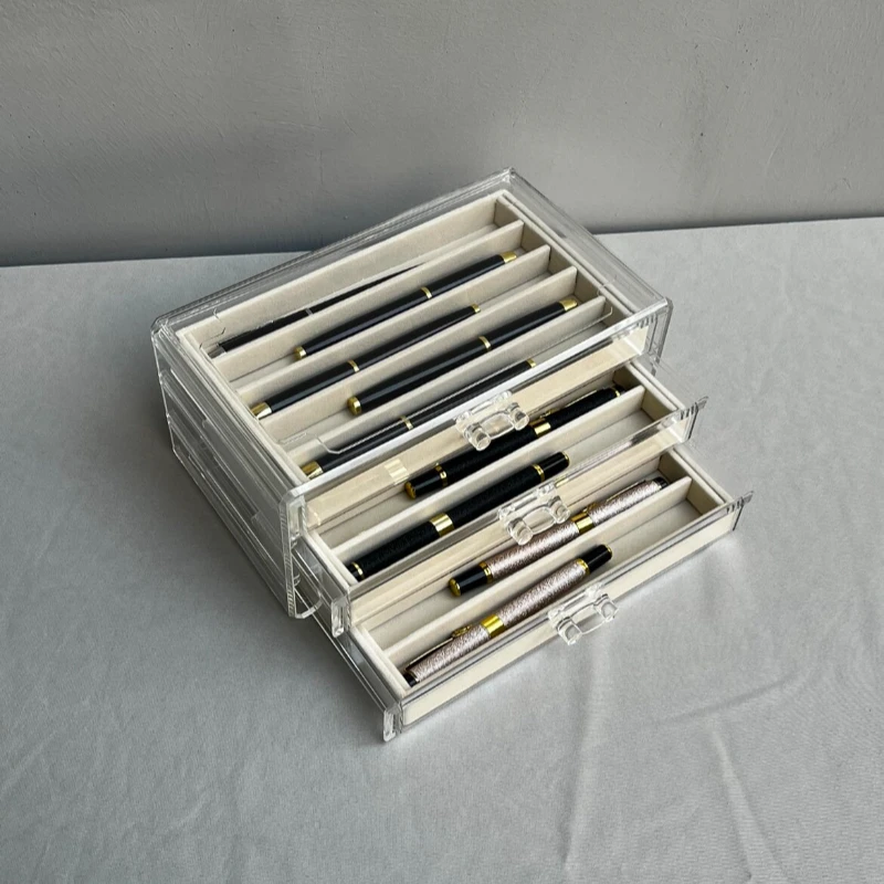 Pen Storage Box Household Ballpoint Pen Finishing Pen Transparent Display Chen Finishing Multi-layer Storage Box Office Supplies