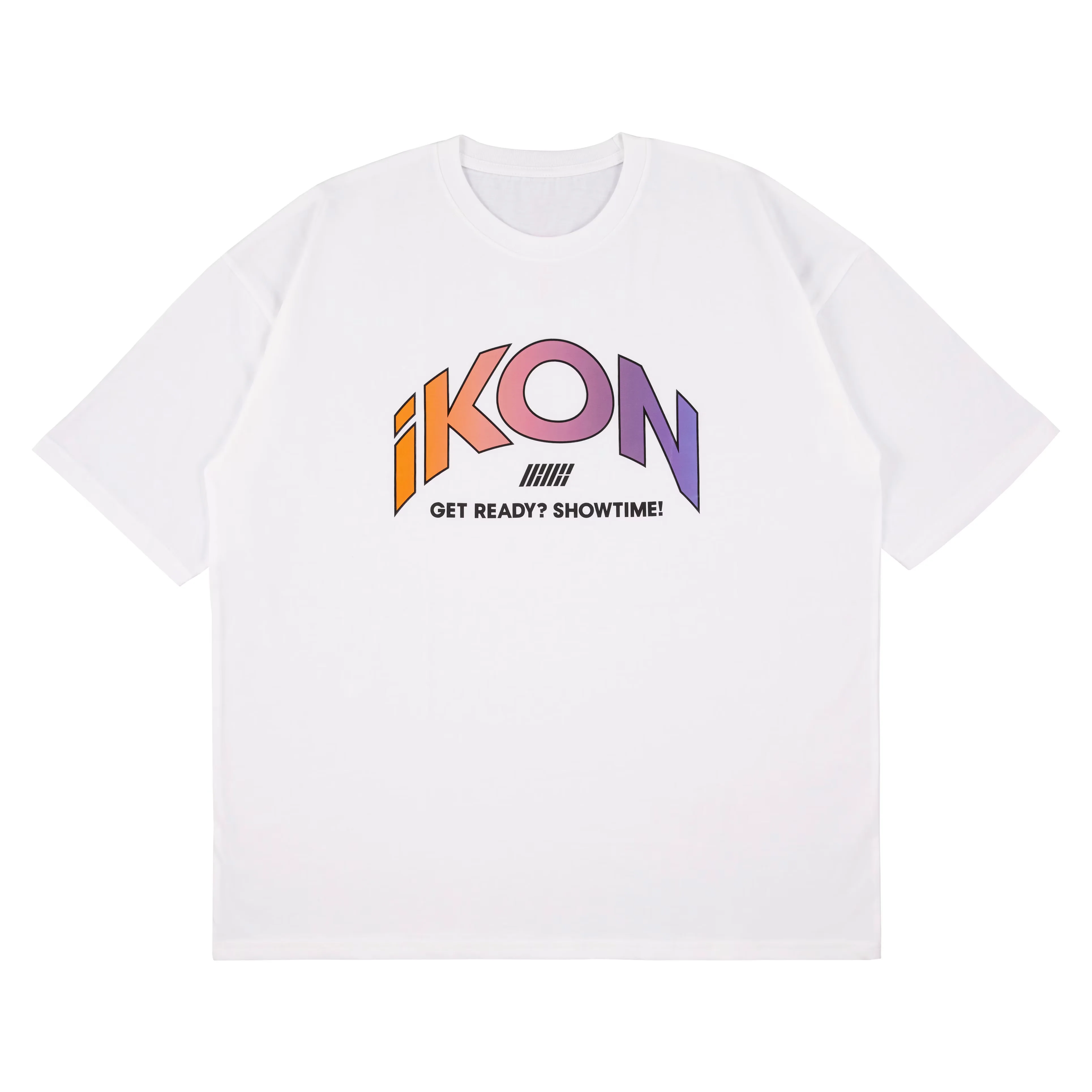 IKON Get Ready Showtime Graphic T-Shirt Kpop Concert Merch Gradient Letter Oversized Loose Fit Cotton Tee