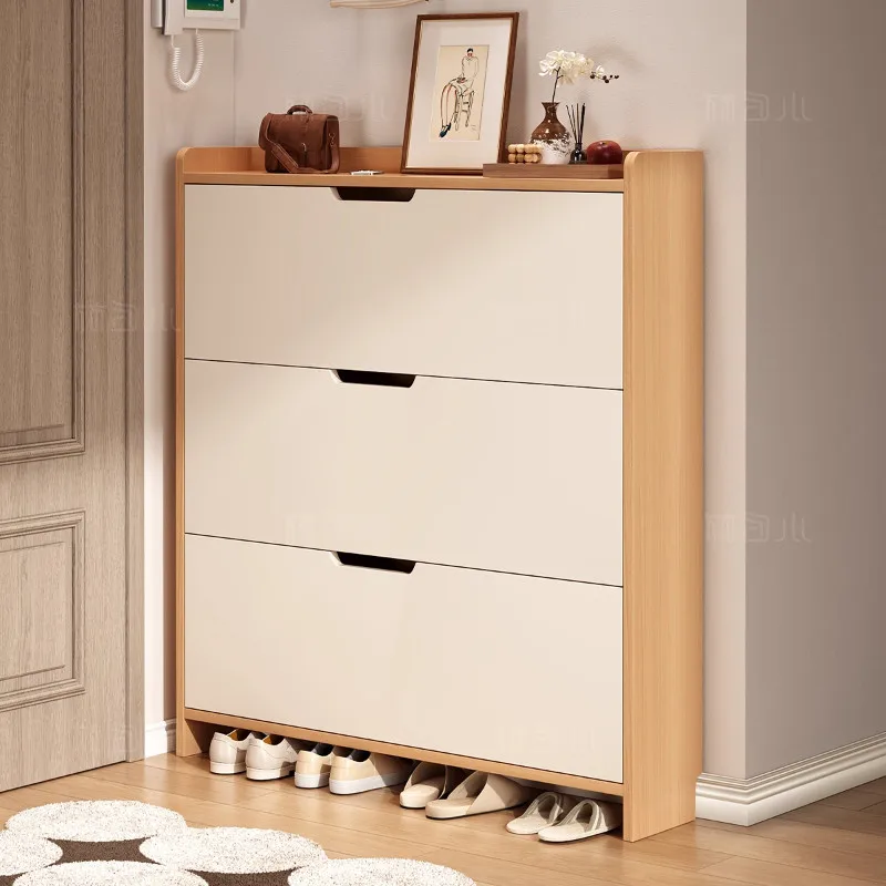 

Ultra-thin tipping bucket shoe cabinet simple modern entrance cabinet small narrow shoe rack door large capacity