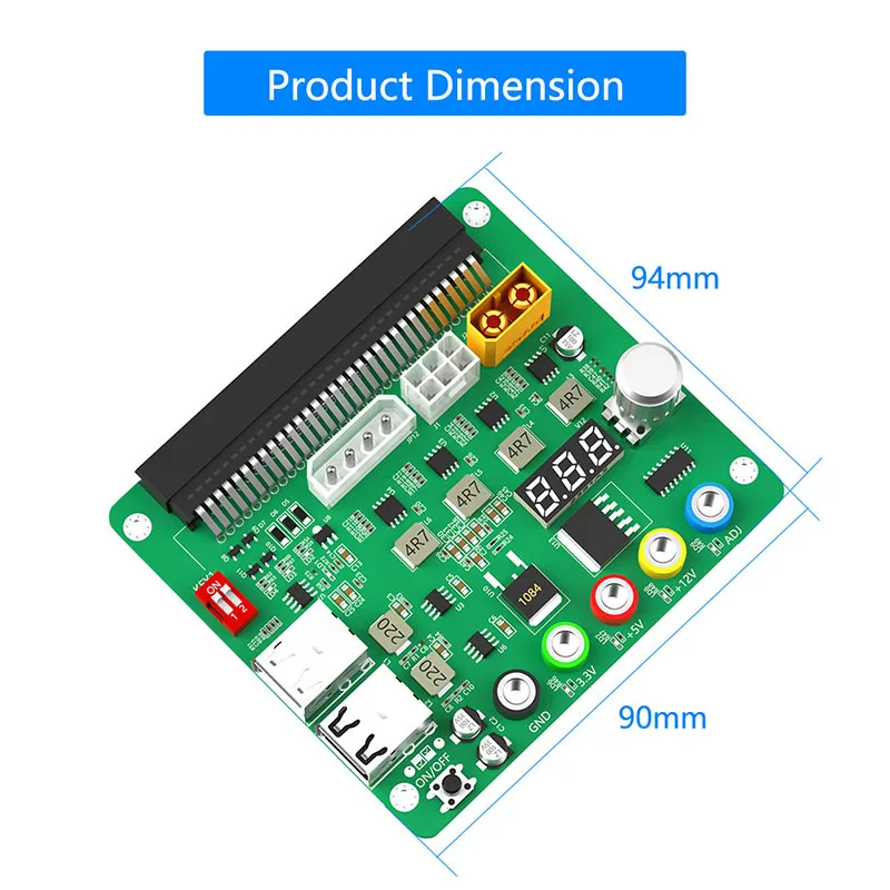 Carte d'installation d'alimentation avec bouton de tension réglable, 3.3V, 5V, 12V, prise en charge USB 2.0, QC2.0, QC3.0 pour HP, DELTA, FUJITSU, LITEON PSU