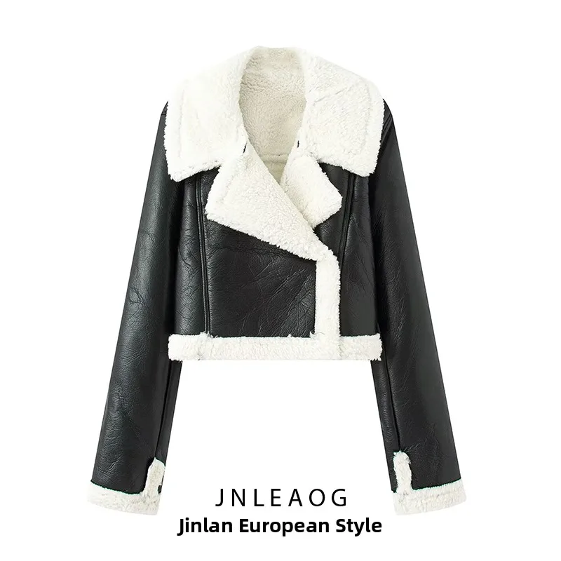 

JNLEAOG женское двустороннее ветрозащитное пальто с меховой подкладкой, модное осеннее новое поступление, пальто из полиэфирной ткани