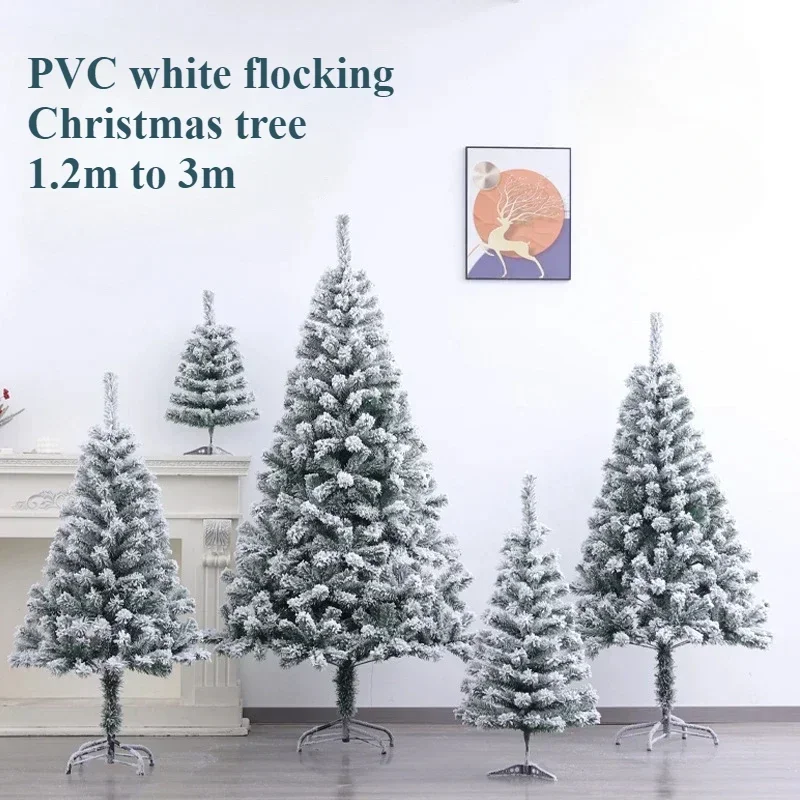 Artificial Christmas tree Encryption PVC white Snowflake Plush Christmas tree 1.2m to 3m Christmas Atmosphere Party Decoration