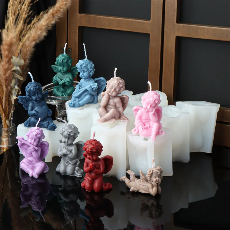 Flügel Musik Amor Silikon Kerze Form DIY Retro Multi Stil Engel Gips Puppe Harz Home Decor Valentinstag Schokolade Machen