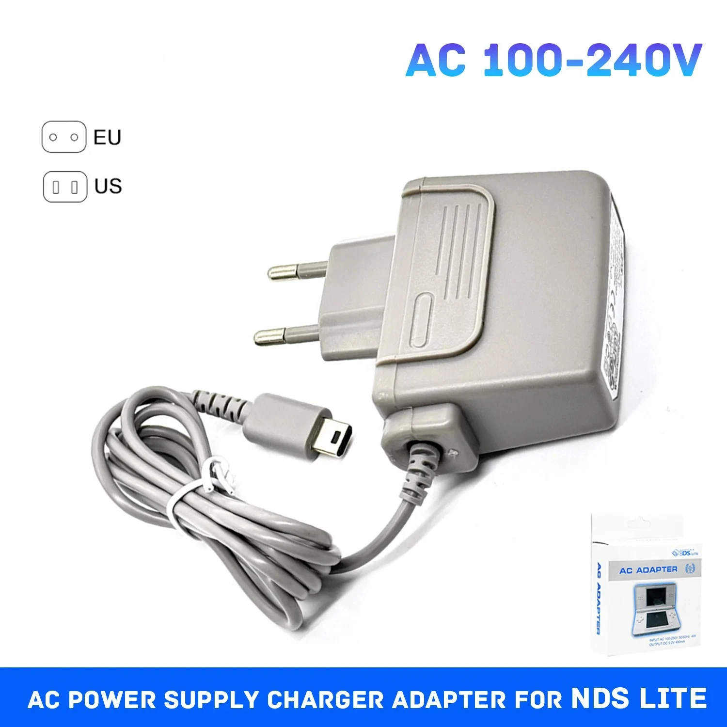 Für DSL DS Lite NDSL AC 100-240V Adapter Reise-Wandladegerät mit EU-US-Stecker Ladegerät Netzteil Spielzubehör